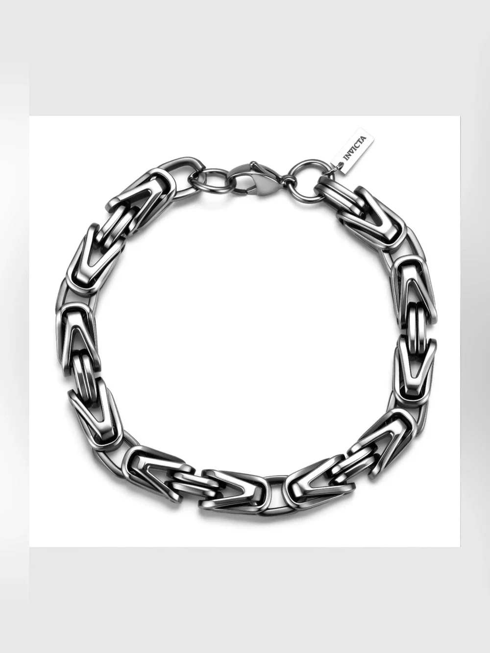 Invicta Elements 80962 Silver Stainless Steel Link Bracelet 9” NWT & Dust Bag